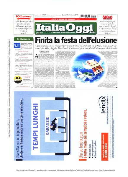 Italia oggi : quotidiano di economia finanza e politica